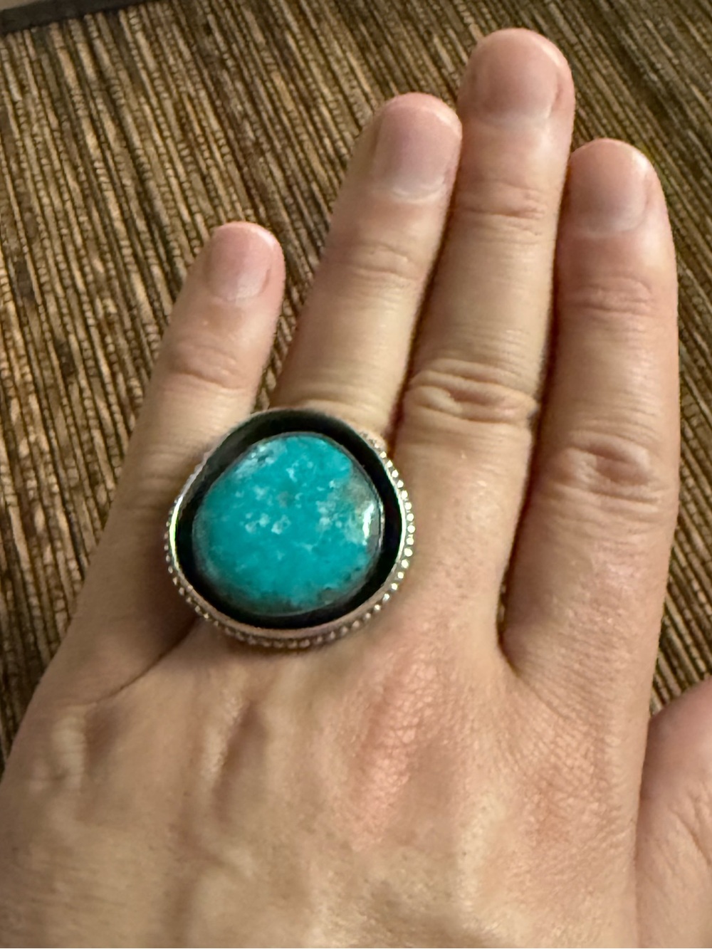 Chimney Butte Turquoise Sterling Silver Ring Size 10 Navajo Large BIG Modernist